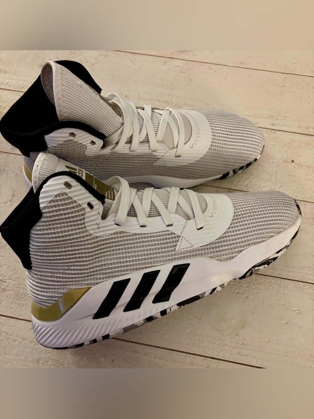 Adidas Pro Bounce White Gold Metallic Athletic Shoes